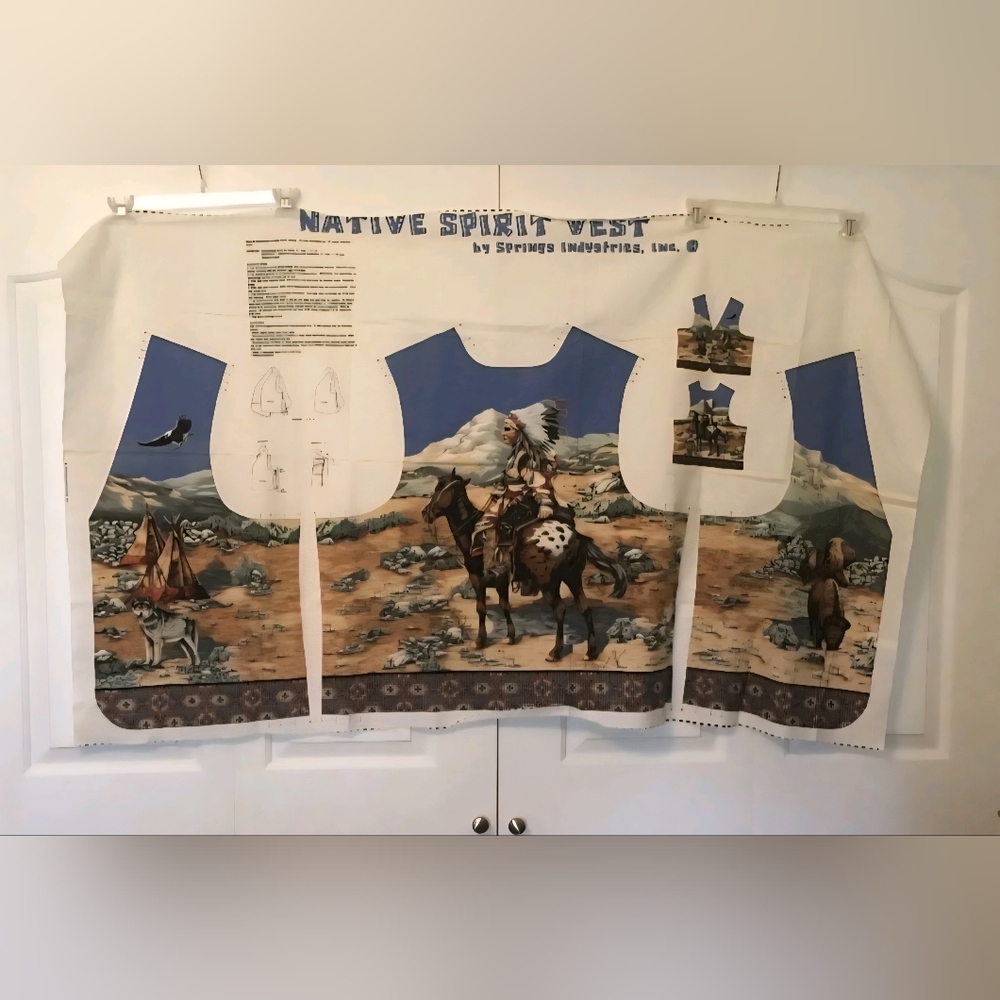 VTG Spring Industries Native Spirit Vest Cut & Sew  One Size Horse Eagle Print
